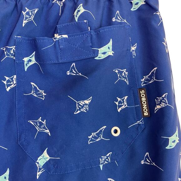 Bonobos Riviera Recycled Swim Trunks 9” Blue Stingrays Shorts Casual Vacation M - Picture 9 of 16